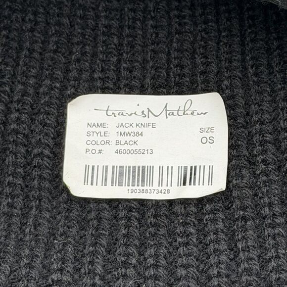 Travis Mathew Jack Knife Knit Beanie Golf Hat Black Purple Cuffed Acrylic OS NEW - Picture 9 of 9